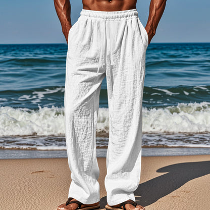 Men’s Linen Blend Loose Wide-Leg Casual Pants