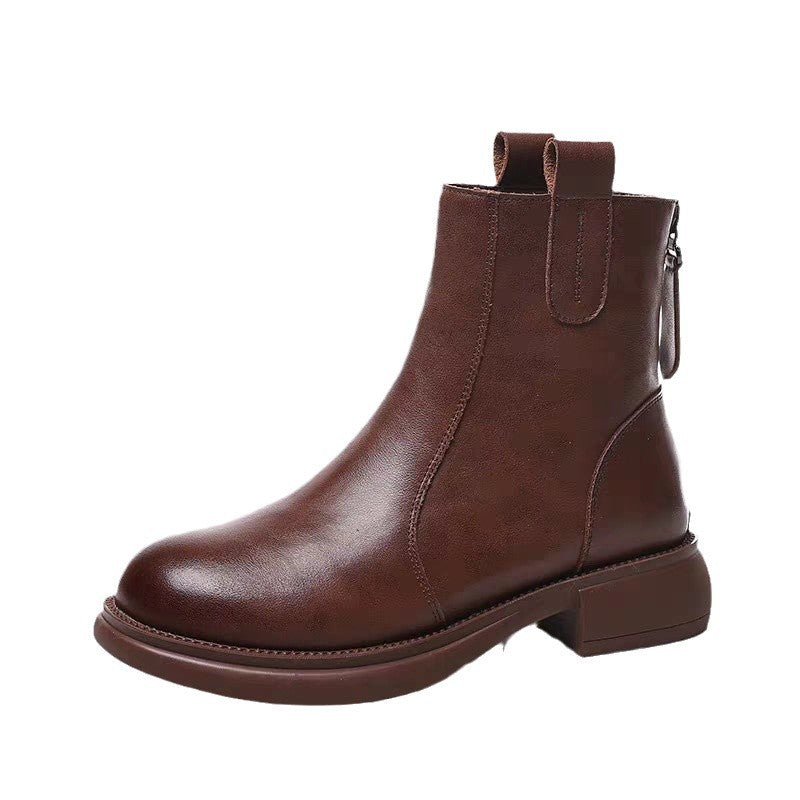 Women’s Soft Leather Flat Ankle Boots