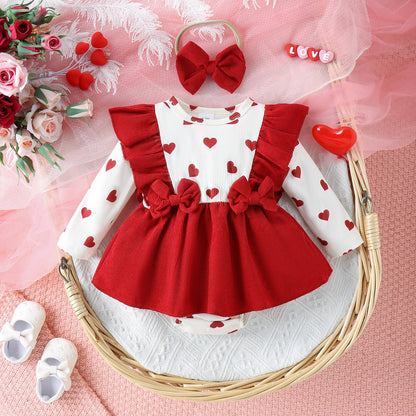 Toddler Valentine’s Printed Suspender Jumpsuit Set