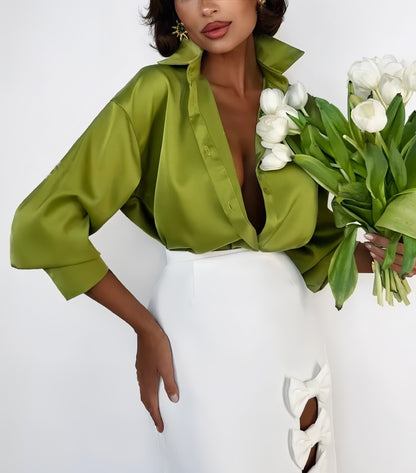Women’s Satin Elegant Long Sleeve Shirt