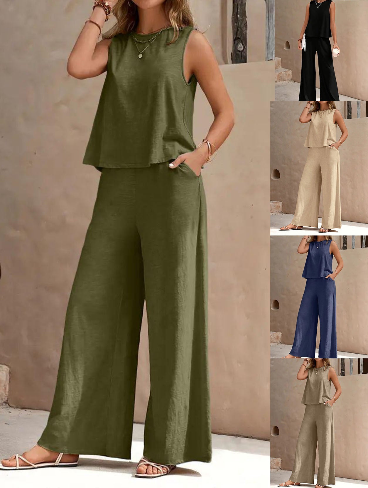 Women’s Sleeveless Tank & Pocket Pants Set