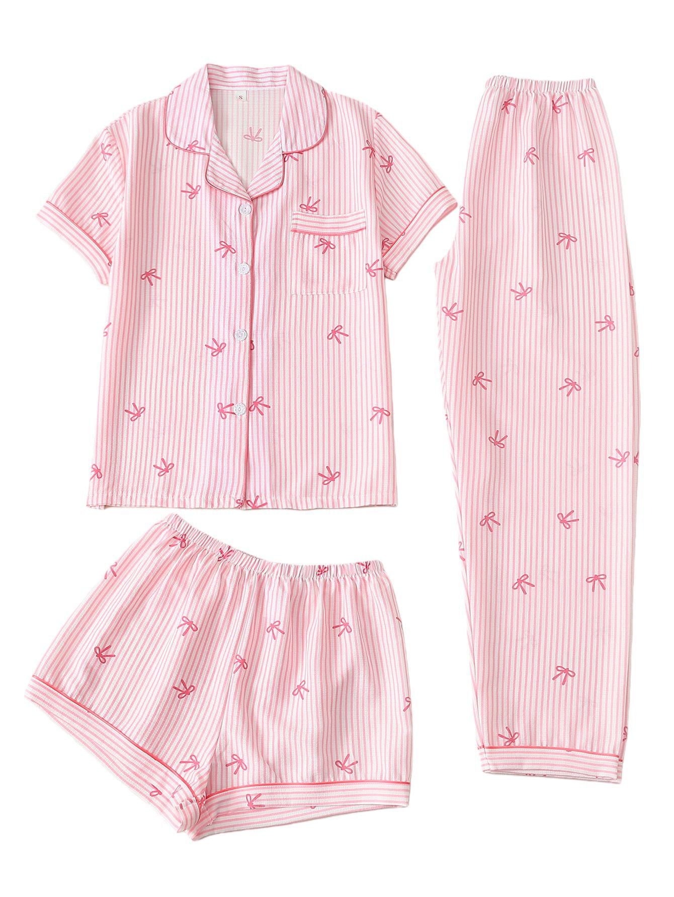 Women’s Bubble Wrinkle Short Sleeve Pajama Set