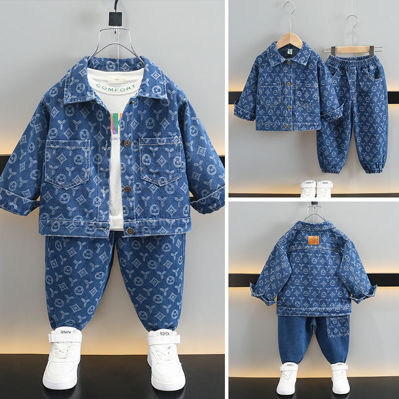 Boys’ Denim Jacquard Two-Piece Set