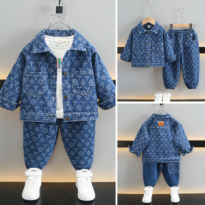 Boys’ Denim Jacquard Two-Piece Set