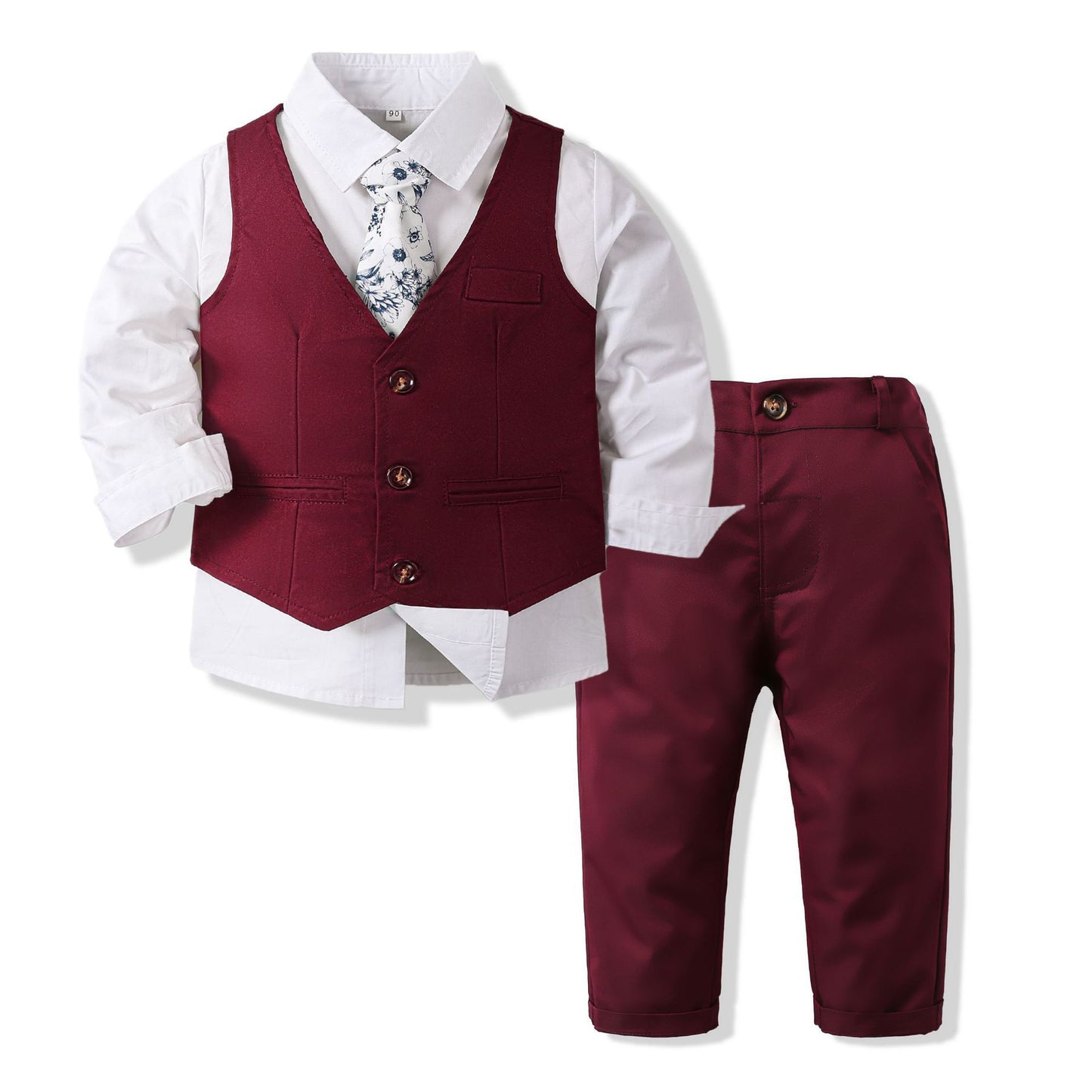 Boys’ Spring & Autumn Shirt Vest Pants Set