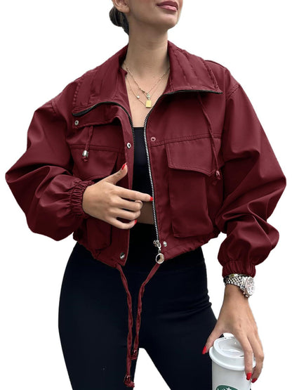 Women’s Cropped Zip-Up Trench Jacket