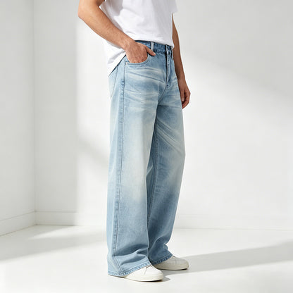 Men’s Washed Solid Color Denim Jeans