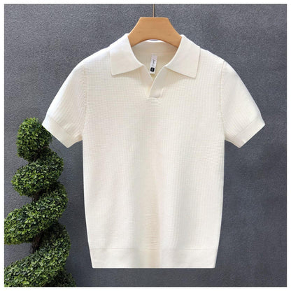 Men’s Contrast Collar Knitted Polo Shirt