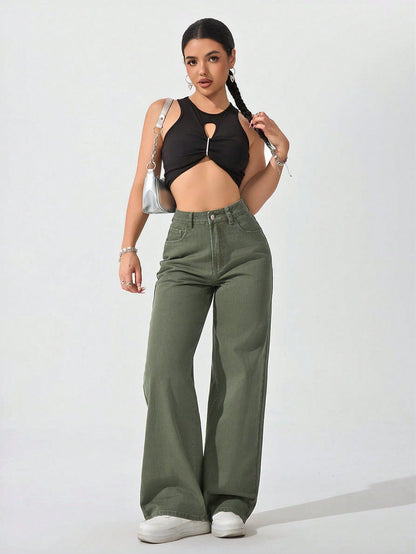 Women’s High-Waisted Black Wide-Leg Jeans