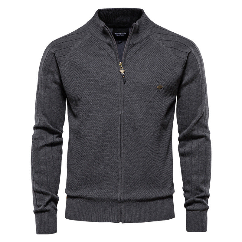 Men’s Casual Color-Block Knit Sweater Jacket