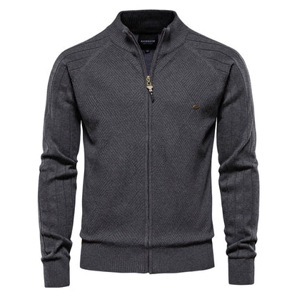 Men’s Casual Color-Block Knit Sweater Jacket