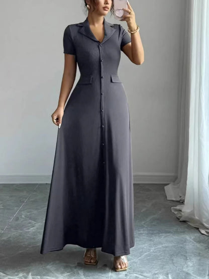 Women’s Elegant Waist-Cinching A-Line Shirt Dress