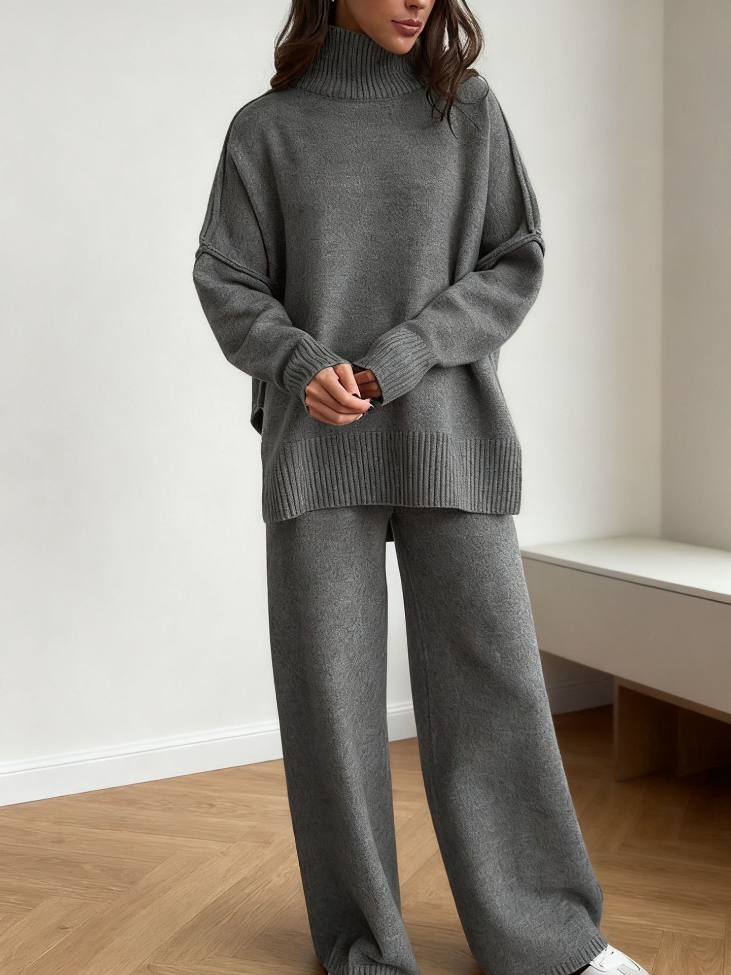 Women’s Turtleneck Knit Sweater & Pants Set