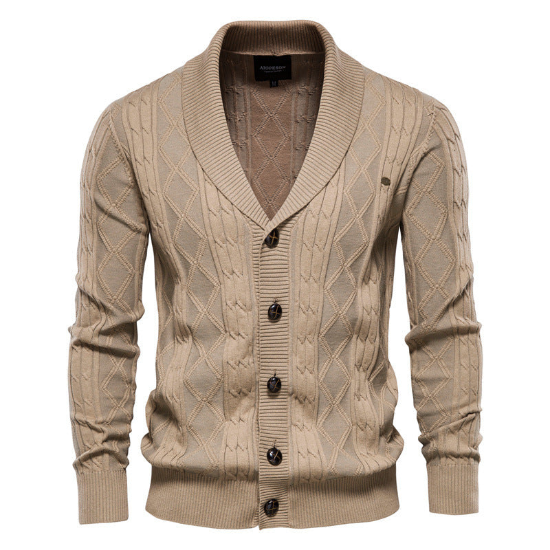 Men’s Casual Color-Block Knit Sweater Jacket