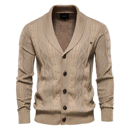Men’s Casual Color-Block Knit Sweater Jacket