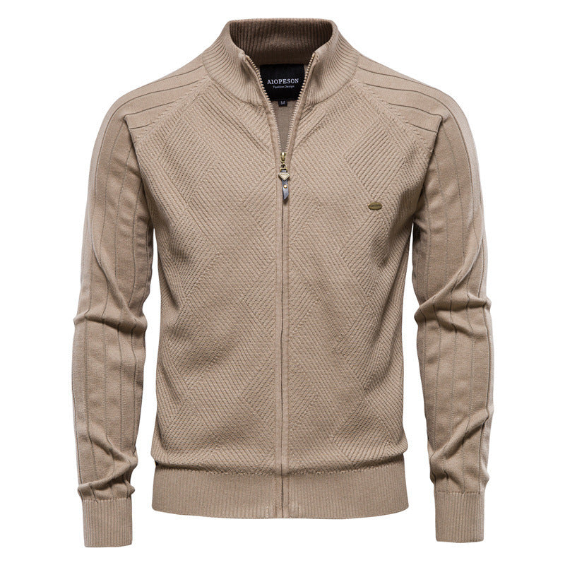 Men’s Casual Color-Block Knit Sweater Jacket