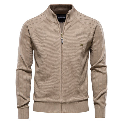 Men’s Casual Color-Block Knit Sweater Jacket