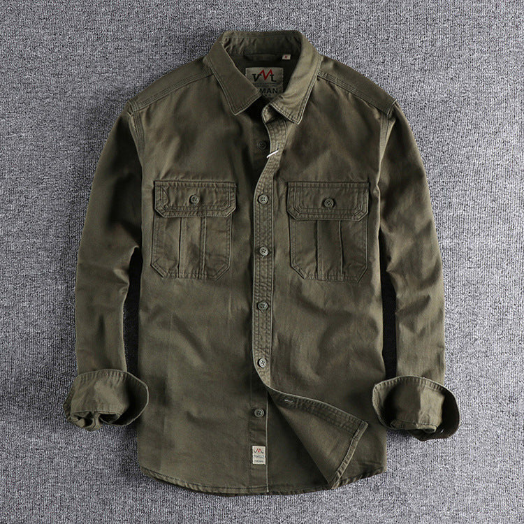 Men’s Multi-Pocket Washed Workwear Shirt Jacket