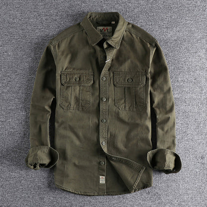 Men’s Multi-Pocket Washed Workwear Shirt Jacket