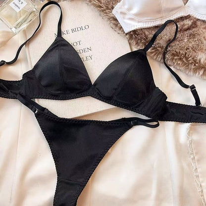 Women’s Leopard Print Seamless Satin Bra Set