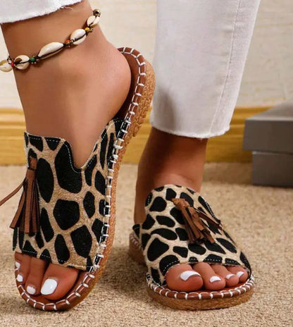 Women’s Tassel One-Strap Flat Beach Slippers