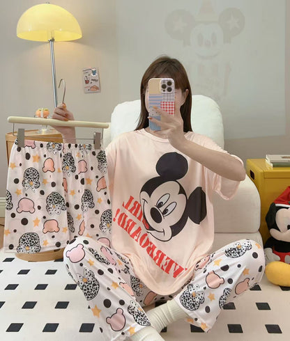 Women’s Double-Sided Milk Silk Cartoon Pajama Set (3-Piece)