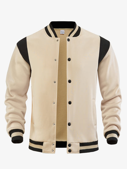 Men’s Stand Collar Fleece Baseball Jacket