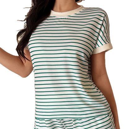 Women’s Striped Knit Short Sleeve Pajama Set