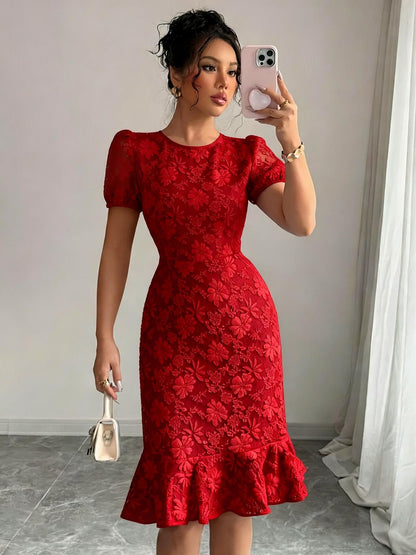 Elegant Jacquard Bodycon Maxi Dress