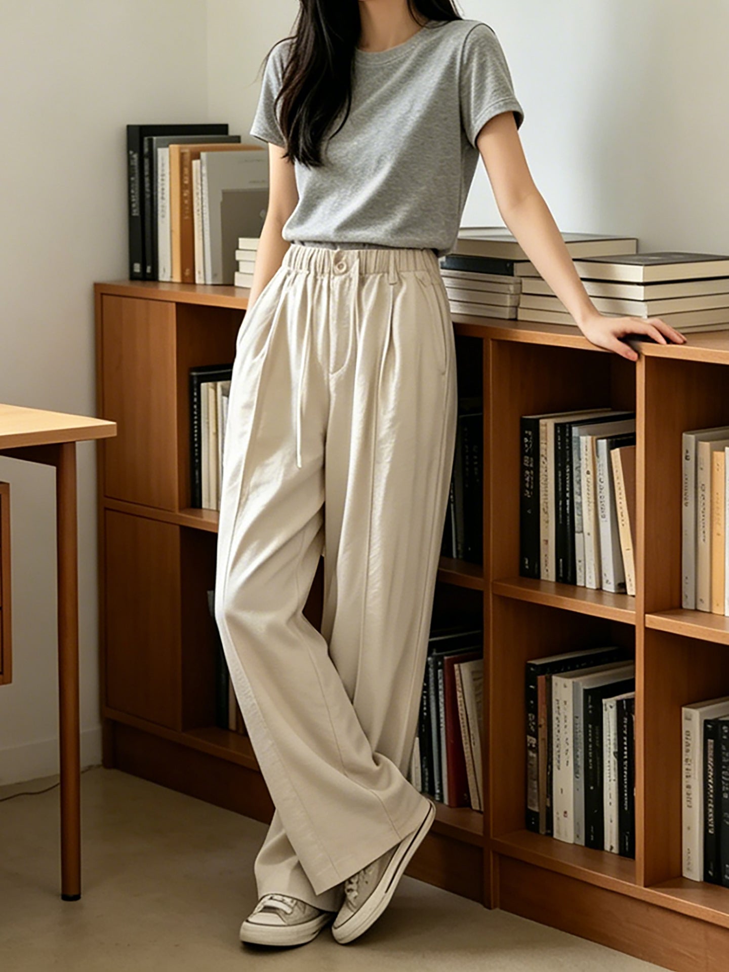 Women’s Bamboo Fiber Wide-Leg Casual Pants