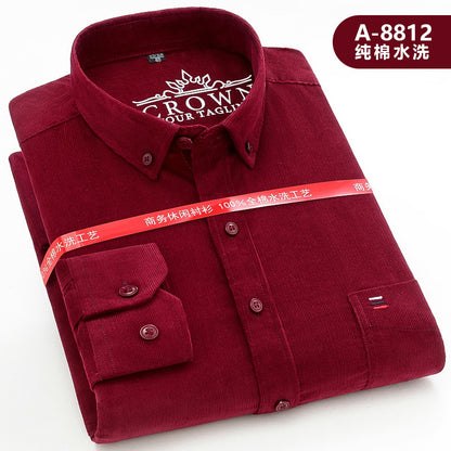 Men’s 100% Cotton Corduroy Long Sleeve Shirt