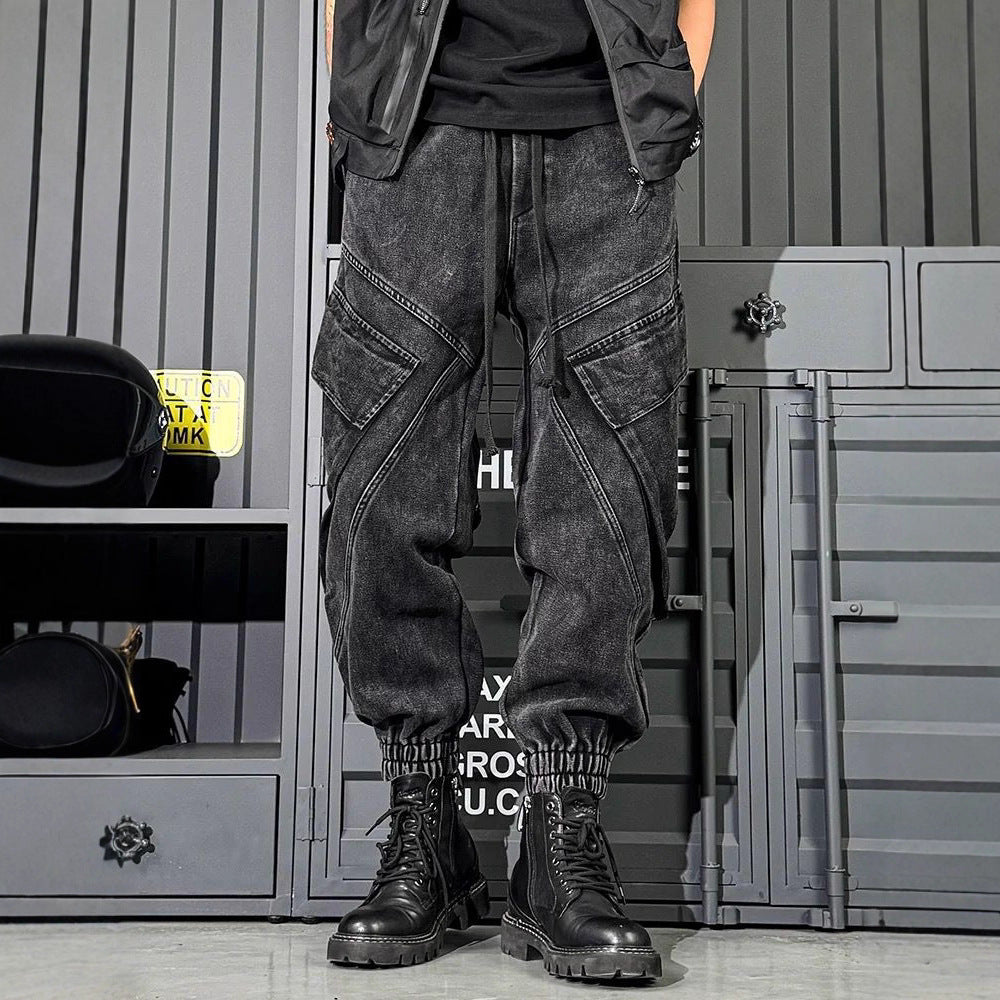 Men’s Vintage Washed Wide-Leg Workwear Jeans