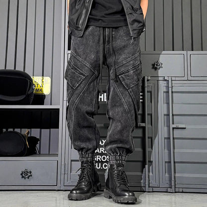 Men’s Vintage Washed Wide-Leg Workwear Jeans