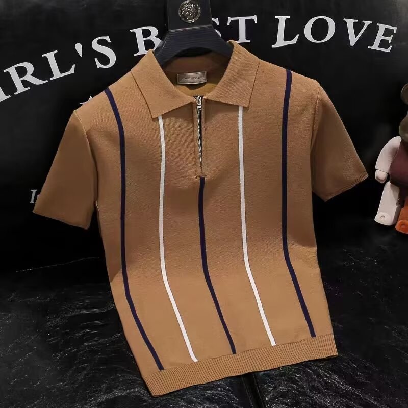 Men’s Contrast Collar Knitted Polo Shirt