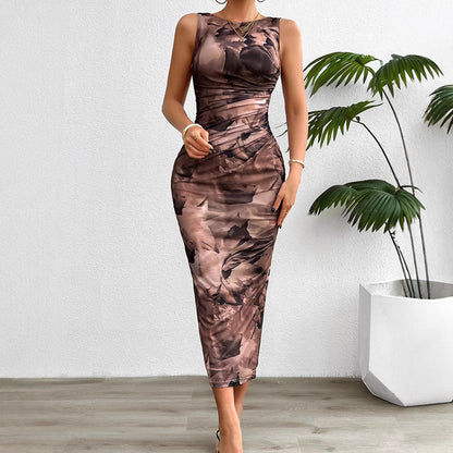 Women’s Sleeveless Mesh Slim Fit Temperament Dress