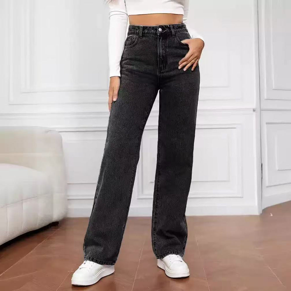 Women’s Retro Washed Straight-Leg Jeans
