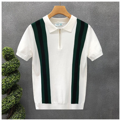 Men’s Contrast Collar Knitted Polo Shirt
