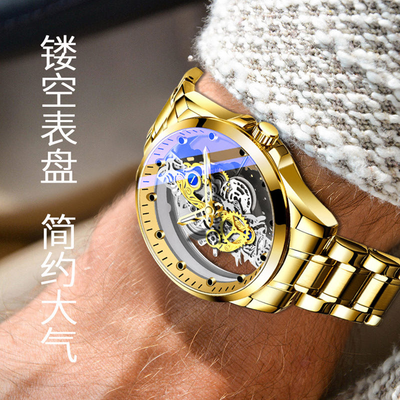 Men’s Skeleton-Style Waterproof Quartz Watch