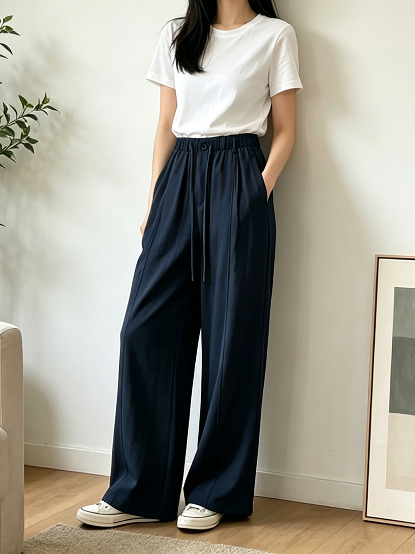 Women’s Bamboo Fiber Wide-Leg Casual Pants