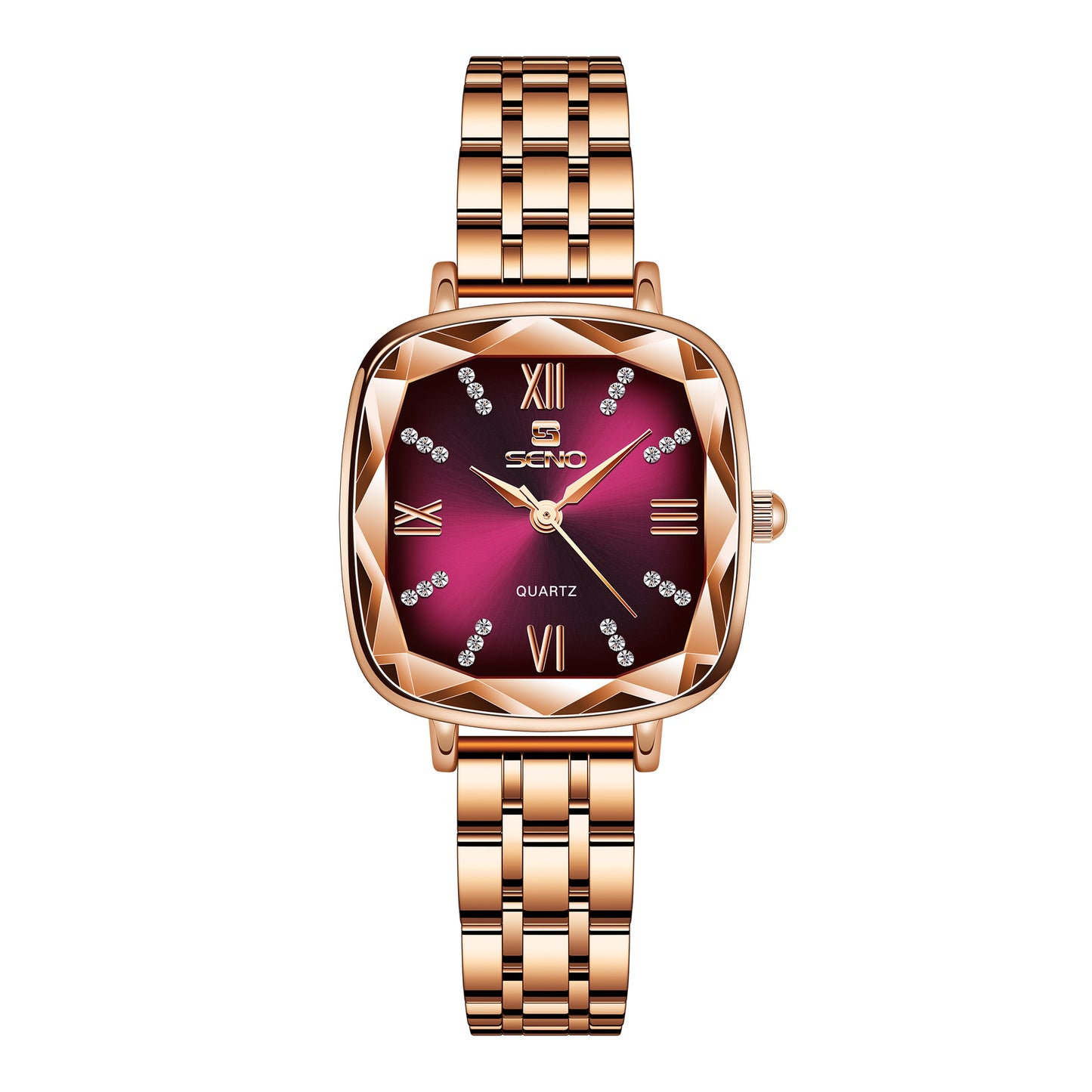 Women’s Square Dial Steel Band Quartz Watch