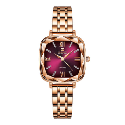 Women’s Square Dial Steel Band Quartz Watch
