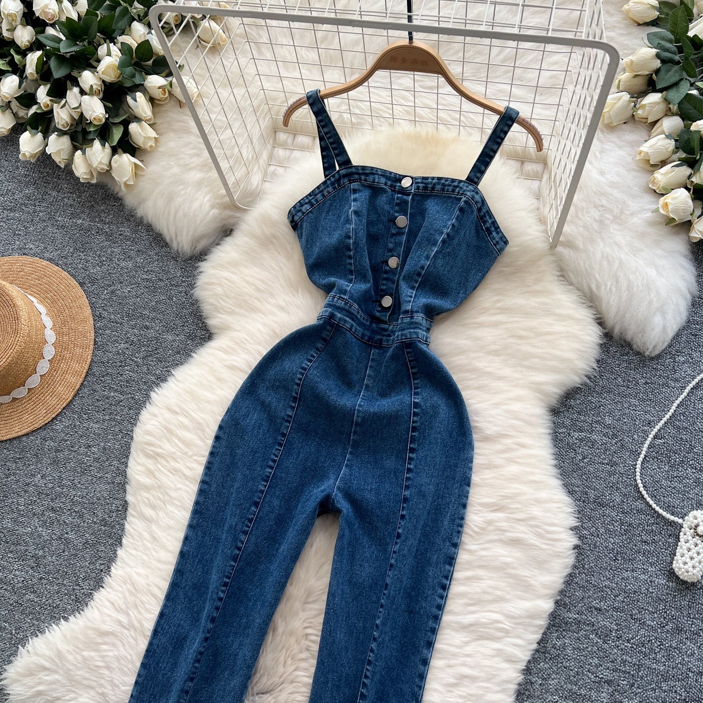 Women’s Retro Denim Overall Jumpsuit