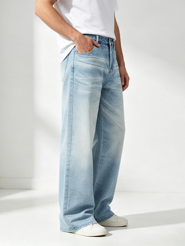 Men’s Washed Solid Color Denim Jeans