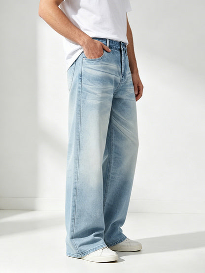 Men’s Washed Solid Color Denim Jeans