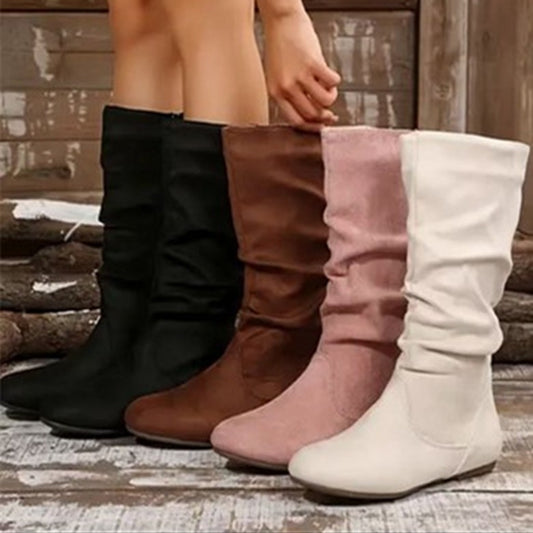 Women’s Plus Size Suede Round-Toe Western Boots