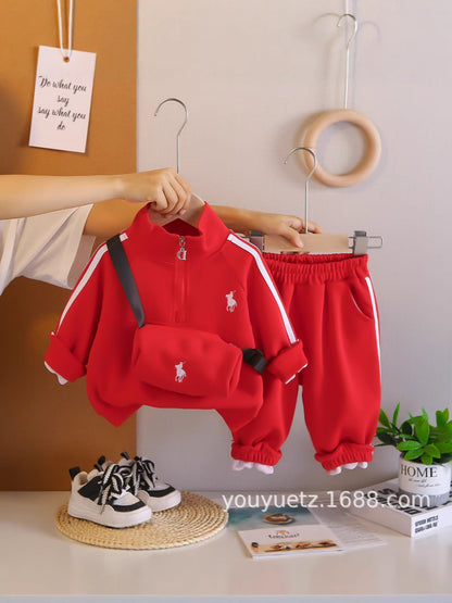 Baby Boys’ Embroidered Jacket 3-Piece Set