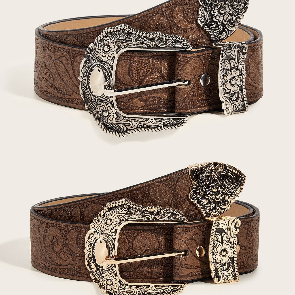 Vintage Printed Buckle Waist Belt
