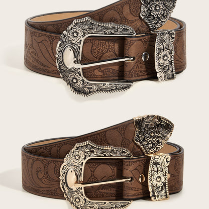 Vintage Printed Buckle Waist Belt