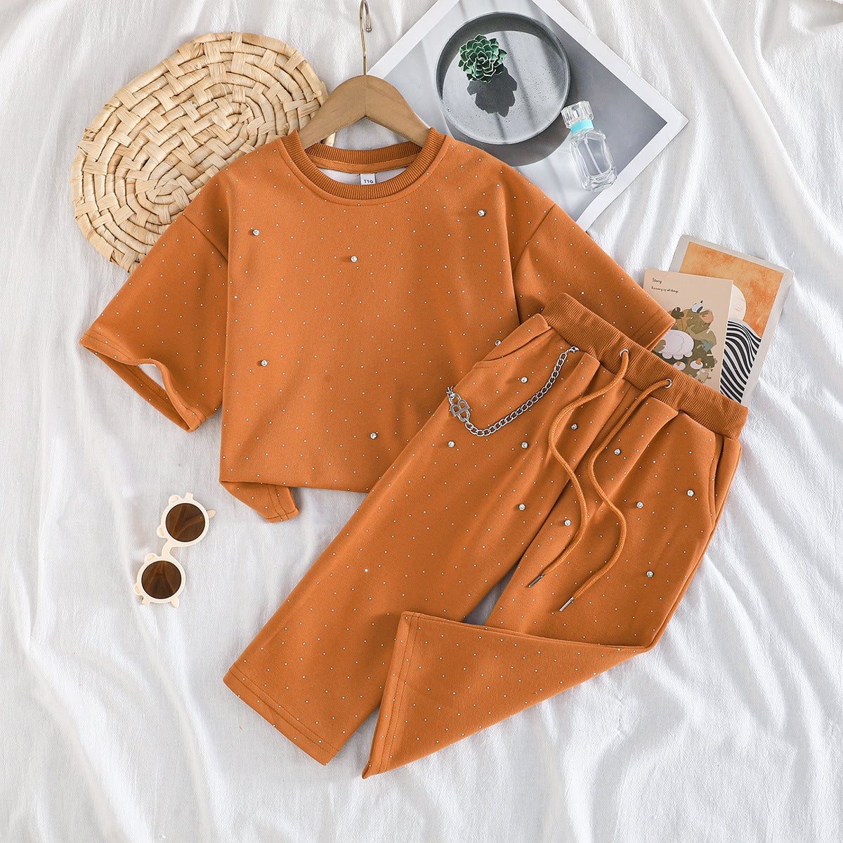Boys’ Rhinestone Short Sleeve & Shorts Set