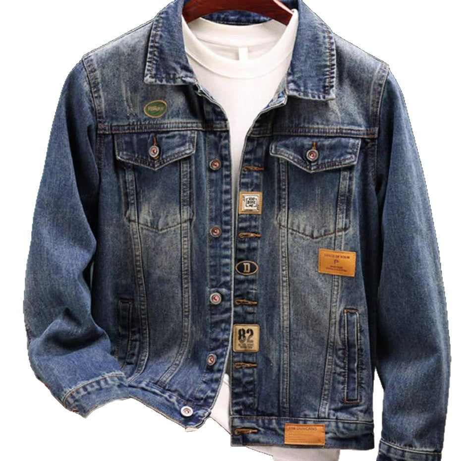 Men’s American Style Washed Denim Cargo Jacket